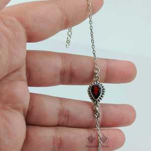 Handmade Sterling Silver <b>Garnet</b> <b>Bracelet</b> January Birthstone Gemstone Bangles Elegant Jewelry for Women - Product Image 6