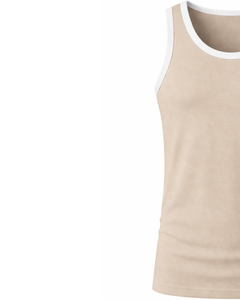 Débardeur sans manches pour homme sur mesure, coupe musclée, vêtements de sport décontractés, tissu doux, gilet côtelé, couleur beige, fabricant sur mesure, vente en gros, OEM - Product Image 4