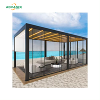 Pavillon attrayant de pergola polyvalent de qualité supérieure avec éclairage LED pour zone de loisirs de parc Relaxation extérieure Gazebo coupe-vent