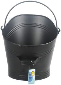 Cubo de carbón de hierro para almacenamiento diseñado para uso en chimenea con aspecto rústico vintage negro hecho a mano - Product Image 2