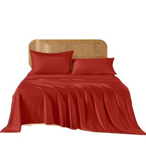 100% ensemble de draps de lit de luxe en pure soie 400TC personnalisable qualité hôtelière doux confortable literie respirante respectueuse de la peau - Product Image 1