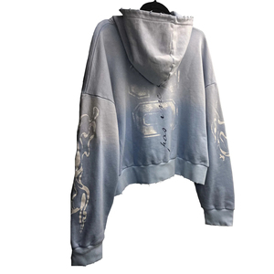 เสื้อฮู้ดดี้ทรงบ็อกซี่แบบครอป ซิปหน้า ลวดลายกราฟิกวินเทจ คุณภาพสูง ขนาดใหญ่พิเศษ ผ้าฝ้าย 100% ลุคทำเก่า สไตล์วินเทจ สำหรับผู้ชาย - Product Image 4