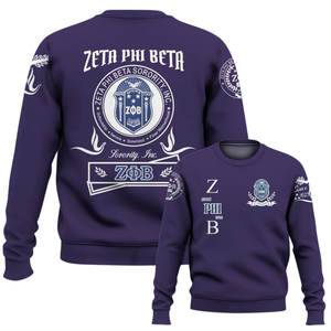 Sweat-shirt à col rond Zeta Phi Beta 1920 pour femmes, sororité grecque, haut en polaire bleu brodé - Product Image 6