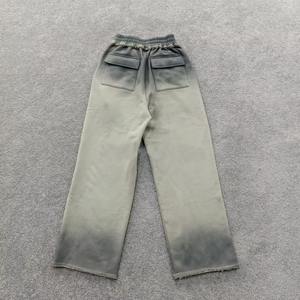 กางเกงวินเทจทรงขาบานย้อมสีแบบแอซิดวอช สไตล์สตรีท  พร้อมโลโก้สั่งทำ เอวยางยืด ทรงหลวม ผ้าฝ้าย 100% - Product Image 6