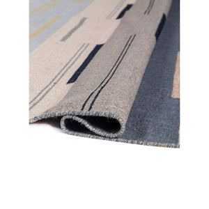 Indusbar ADWL-1262 Grey Black Flat Weaves Wool <b>Rug</b> Geometric Abstract Rectangle Striped Design for Home Floor <b>Jute</b> Room <b>Rug</b> - Product Image 2