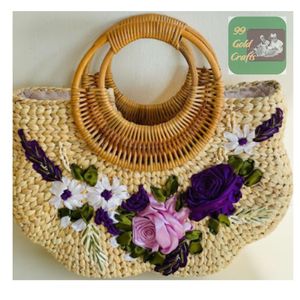 Sac à main en paille de jacinthe d'eau fait main de luxe, élégant sac fourre-tout pour femmes, écologique, en fibre naturelle, sac à main tendance, parfait pour les vacances - Product Image 6