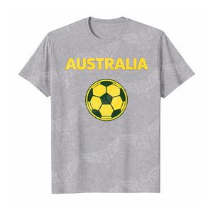 T-shirt de football Australie 2026 pour hommes et femmes, gris, avec motif ballon de football, décontracté, pour fans de football - Product Image 1