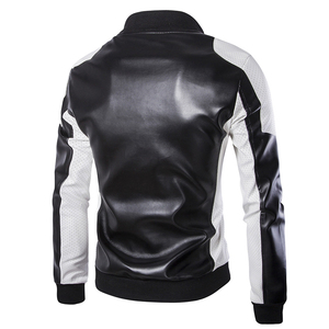Meilleures ventes Veste de moto pour hommes Veste en cuir personnalisée noire et blanche à la mode Teinte unie Style OEM - Product Image 4