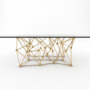 โต๊ะคอนโซลท่อสแตนเลสพร้อมท็อปหินอ่อนและเคลือบทองสำหรับตกแต่งบ้าน - Product Image 4