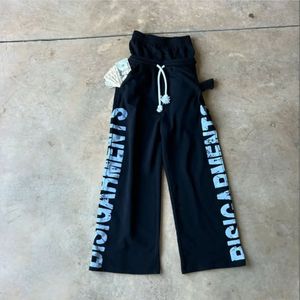 Nueva llegada pantalones de chándal para hombre con logotipo personalizado ligero lavado desgastado DTG impreso pierna ancha doble cintura pantalones con cordón - Product Image 3