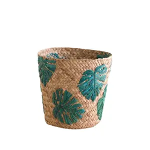 Blad Borduurwerk Zeegras Planter Vietnam Groothandel: Handgemaakte Zeewier Decoratieve Planter Pot, Perfect Voor Tuinplanten