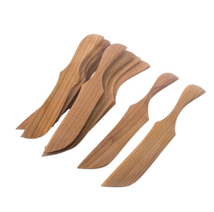 Cuchillo de pastel de madera real 3 cuchillo de madera de color natural de madera diferente para pastel y postre uso a bajo precio - Product Image 5