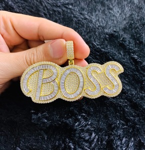 Cadena de cuerda colgante de diamante simulado de Boss Hip Hop de Plata de Ley 925 - Product Image 1