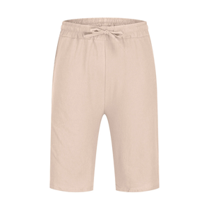 Pantalones cortos de tabla verde sólido informales para hombre con diseño de logotipo personalizado OEM 100% Lilen, ajuste regular, entrenamiento con cordón antiarrugas, Bangladesh - Product Image 3