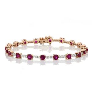 <b>Ruby</b> and Moissanite Diamond <b>Bracelet</b> in S925 Sterling Silver Tennis Elegant Daily Use Fine Iced Out Jewelry For Women - Product Image 1