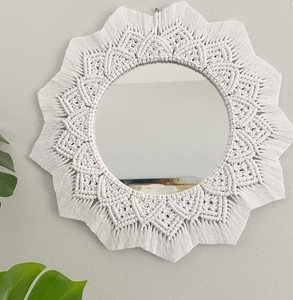 <b>White</b> Rope <b>Mirror</b> Rustic Wall Mount <b>Mirror</b> Bathroom <b>Mirror</b> - Product Image 1