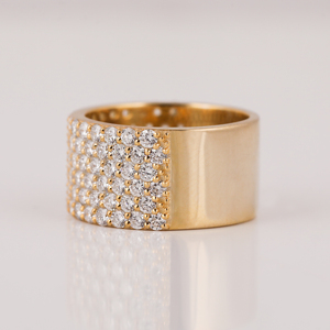 18kt Solid Gold Unisex Handmade Half Eternity <b>Ring</b> Luxury Lab Grown Diamond Plated Engagement Gift IGI Certified-Trendy Wedding - Product Image 4