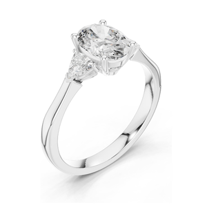 Bague de fiançailles à trois pierres en diamant de laboratoire ovale de 1,30 carat, clarté VVS-VS EF, or 18 carats, 14 carats, 10 carats et argent 925, rose - Product Image 6