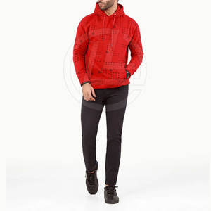 Sudadera con capucha sólida con forro de contraste Elegante bolsillo frontal Tejido polar Transpirable y secado rápido Calor de invierno para hombres - Product Image 2