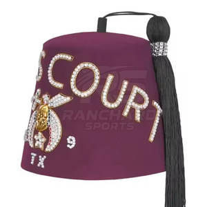 Chapeau Fez maçonnique de haute qualité, chapeau Fez maçonnique brodé, broderie en gros pour les cérémonies - Product Image 5