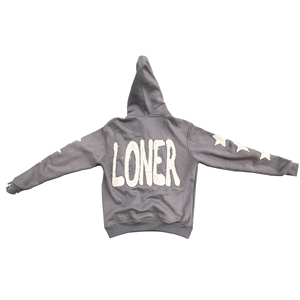 Parches bordados desgastados, Sudadera con capucha para hombre, ropa de calle Retro Vintage, sudaderas con capucha de algodón con logotipo áspero personalizado - Product Image 2