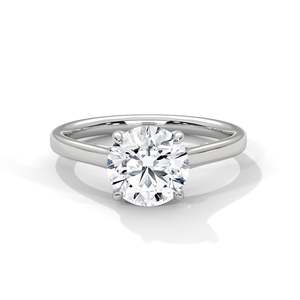 Bague de fiançailles solitaire élégante avec diamant de laboratoire 2 carats, or jaune, rose et blanc 14 carats, coupe ronde minimaliste, bague de demande en mariage personnalisée - Product Image 3