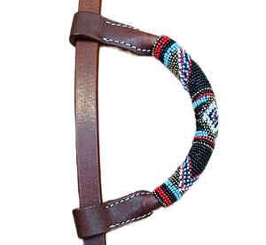 Vente chaude personnalisable une oreille équitation tête haute qualité en cuir véritable Western perlé équestre licou - Product Image 6