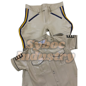 Camisa de cuero al por mayor para hombres, conjunto de uniforme gay de piel de vaca suave y auténtica para adultos - Product Image 2