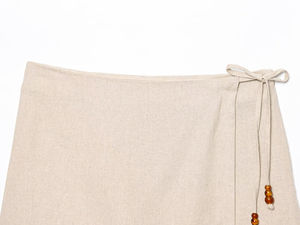 2025 summer new women's fashion temperament <b>beaded</b> strap high waist casual shorts - Product Image 2