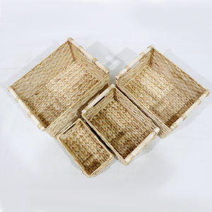 Juego de Cestas de Almacenamiento de Jacinto de Agua Ecológicas Modernas Comehome, Organizador Tejido con Asas de Madera - Product Image 3