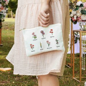 Bolsa de Maquillaje de Lona Personalizada con Flor de Nacimiento, Gran Capacidad, con Cierre de Cremallera, Regalo para el Día de la Madre o Cumpleaños para Mamá o Abuela - Product Image 4