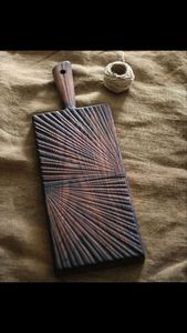 Planches à découper en bois faites à la main avec ligne rayonnante sculpture ensemble de cuisine décoratif rustique plateau de service en bois écologique - Product Image 5