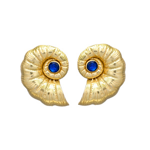 Pendientes de Latón con Baño de Oro, Diseño Único con Gema de Zafiro Hidrotermal, Nueva Llegada - Product Image 1