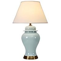 Lampe de chevet LED moderne avec base en métal, corps en céramique et abat-jour en tissu imprimé fleuri