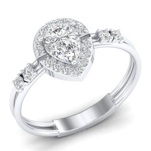 REYES clásico 925 plata esterlina compromiso solitario anillo brillante pera corte 0.88Ct moissanita boda joyería fina para ella - Product Image 2