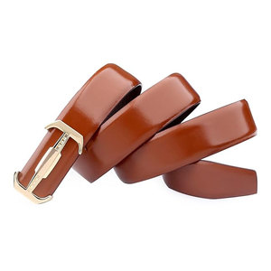 Ceinture en peau de vache véritable de luxe avec logo personnalisé de haute qualité pour hommes en cuir marron avec cuivre pour boucle Style décontracté vente en gros - Product Image 2