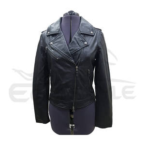 Veste de moto unisexe en cuir d'agneau antique à fermeture éclair avec poches, coupe ample, manches longues, en cuir véritable pour femmes et hommes - Product Image 1