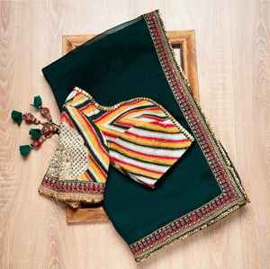 ÚLTIMO DISEÑADOR GEORGATTE HILO TRABAJO FANCY SAREE - Product Image 2