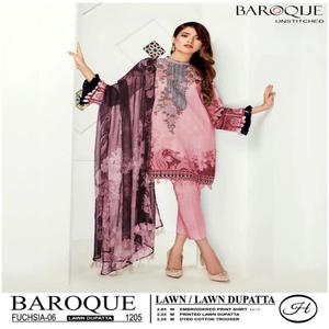 Élégant 3 pièces de haute qualité pour dames brodé coton de pelouse non cousu Salwar Kameez indien pakistanais maître copie séchage rapide tout - Product Image 3