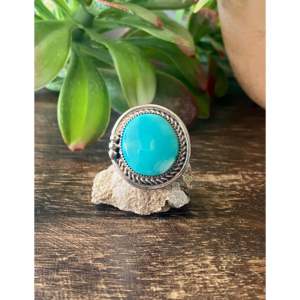Handmade <b>Boho</b> Royston Turquoise & Sterling <b>Silver</b> <b>Ring</b> Navajo Made Gemstone Jewelry for Everyday Wear Size 8.25 - Product Image 1