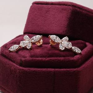 Haute qualité 925 argent Sterling coupe ronde Leb Grown diamant boucle d'oreille plaqué or et rhodium pour les fêtes et les cadeaux des femmes - Product Image 2