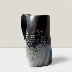 แก้วน้ำทำจากเขาควายคุณภาพสูง อุปกรณ์เครื่องดื่ม งานฝีมือสมัยใหม่ พร้อมหูจับ แก้วเขาควาย - Product Image 3