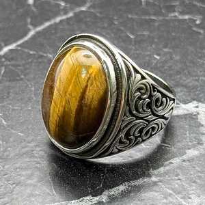 Handmade Turkish Ottoman <b>Ring</b> <b>Set</b> for Men Vintage Artisan Stainless Steel Sterling <b>Silver</b> Tiger Eye <b>Ring</b> Ottoman Jewelry - Product Image 3
