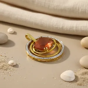 Pendentif en cornaline plaqué or fin pour femme, cadeau de bijoux - Product Image 1