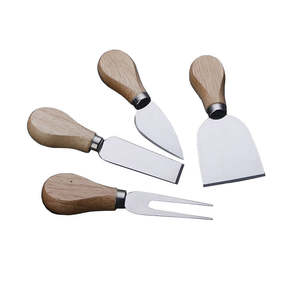 Manche en bois 4pcs couteau ensemble d'outils en acier inoxydable coupe-fromage tranche couteau ensemble - Product Image 5
