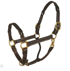 Logo personnalisé de haute qualité Design indien authentique équestre en cuir véritable licou avec raccord de tannerie en laiton massif pour l'équitation - Product Image 1