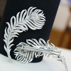 Bijoux de mode 925 argent Sterling plume délicate broche de luxe pour les femmes - Product Image 2
