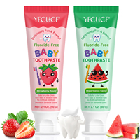 Dentifrice pour enfants YECUCE 60g, sans danger à avaler, saveur naturelle de fraise et de pastèque, nettoyage doux pour les soins des dents de bébé