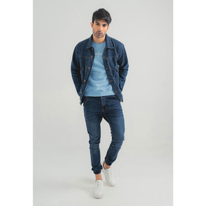 Veste en jean imperméable pour homme, nouveau style, taille personnalisée, décontractée, bleu uni, tricotée, pour l'extérieur, service OEM pour l'hiver avec service OEM - Product Image 1