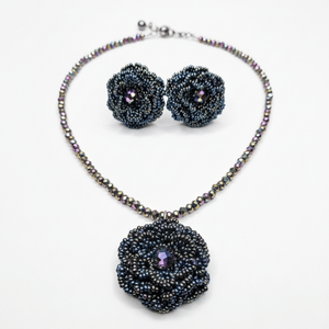 Conjunto de Joyería Nupcial con Cuentas Midnight Roselle, Estilo Bohemio con Baño de Oro y Circonita, para Fiestas y Regalos - Product Image 4